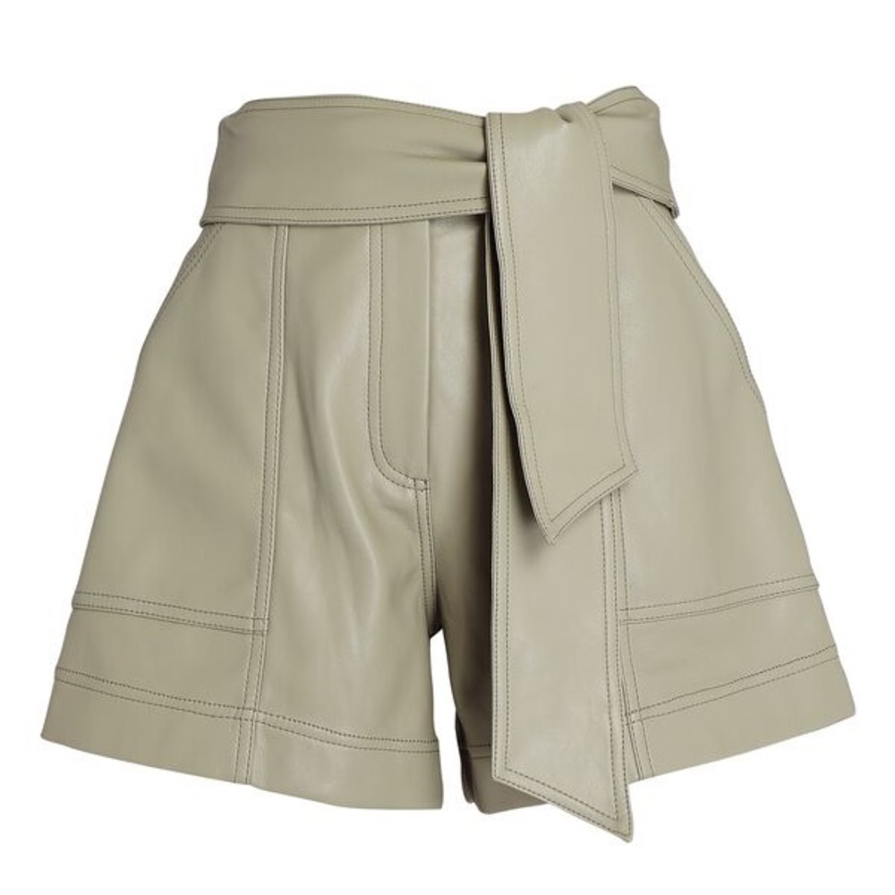 Jonathan Simkhai vegan leather shorts in sage